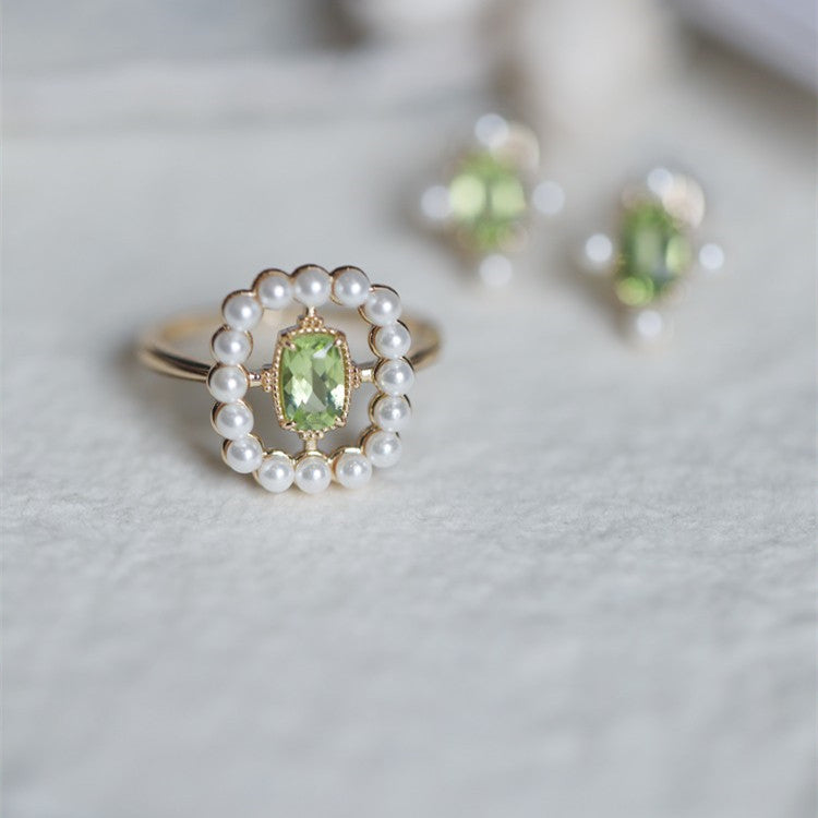 Vienna Woods Court Style Natural Peridot Earrings