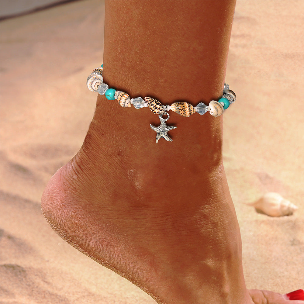 Beach Pendant Starfish Pearl Vintage Anklet