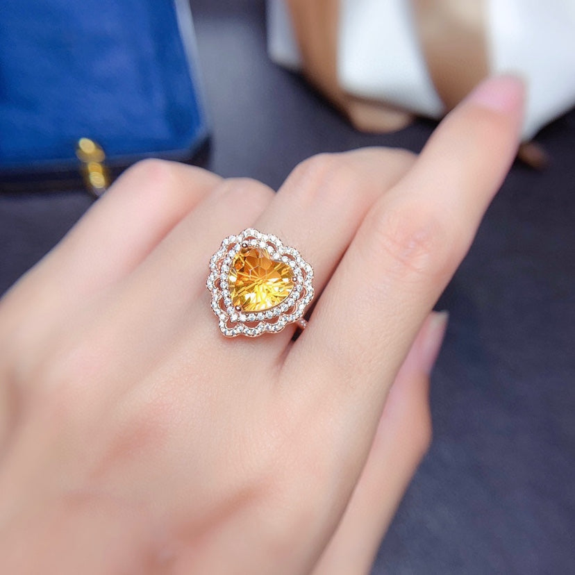 Firework Cut Citrine Set Ring Pendant Crystal