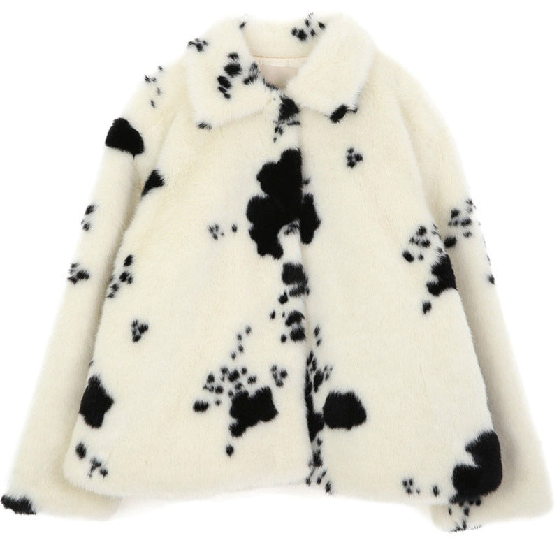 Imitation Mink Fur Coat Women Loose And Thin Furry Warm Long-sleeved Plush Coat