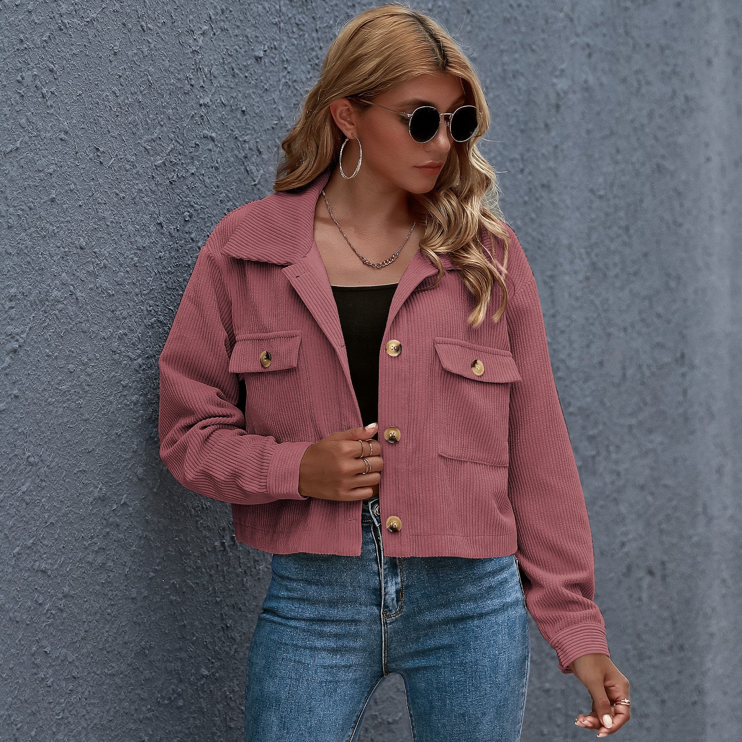 New European And American Fashion Corduroy Shirt Jackets In Stock Women's Clothing