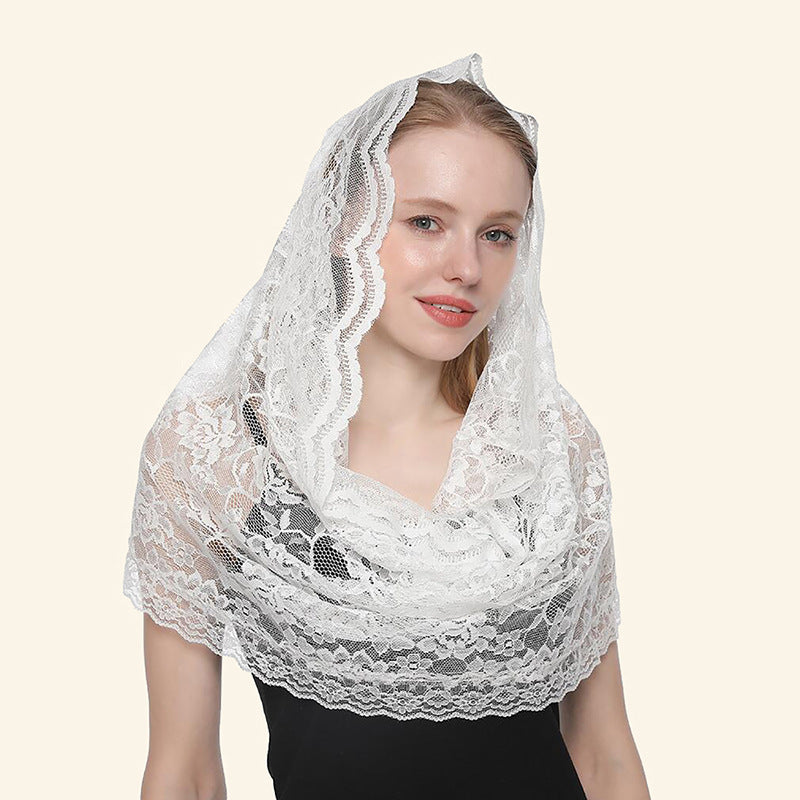 Lace Ladies Black And White Two-tone Solid Color Bib