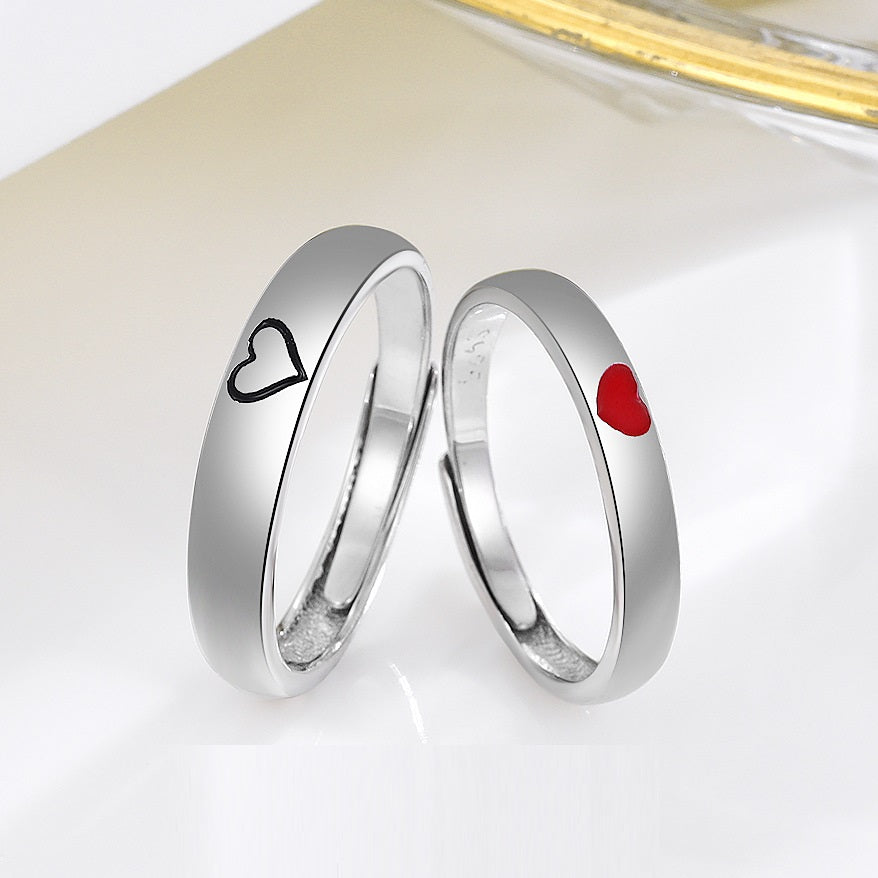 Personality Sterling Silver One Heart Couple Rings