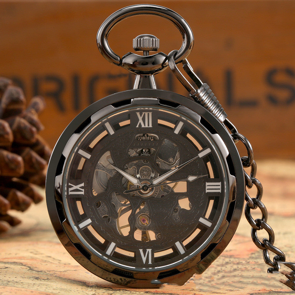 Men's Retro Skeleton Casual Simple Mechanical Pocket Watch