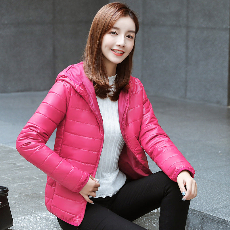 Slim-fit Preppy Style Hooded Lightweight Cotton-padded Jacket Winter