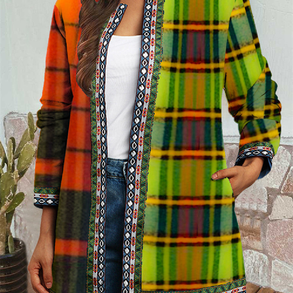 Vintage Ethnic Printed Long Sleeve Coat