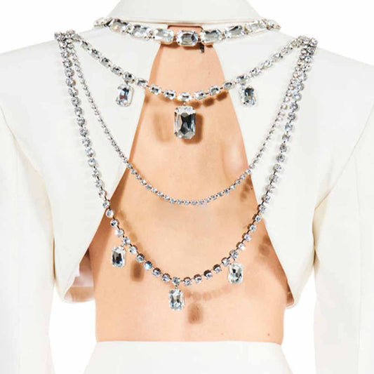 Multilayer Square Rhinestone Pendant Body Chain