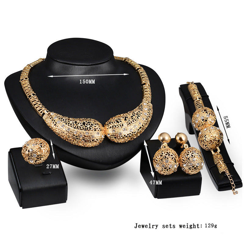 Four-piece Set Of Explosive Alloy Necklace And Earrings