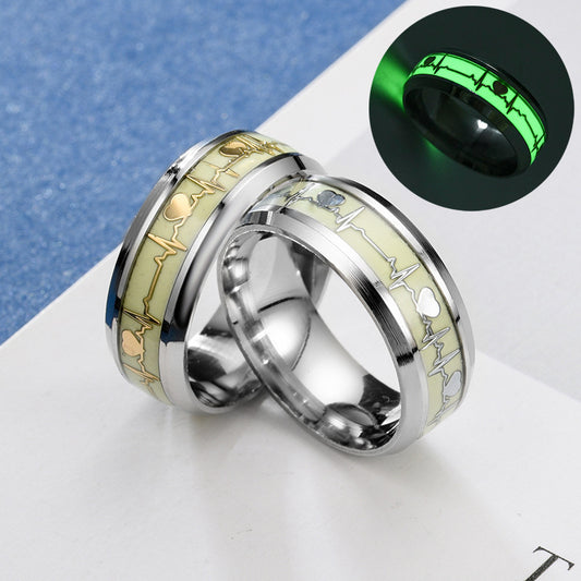 Heart-shaped Rings Luminous At Night Lovers Ring Valentine's Day Gift