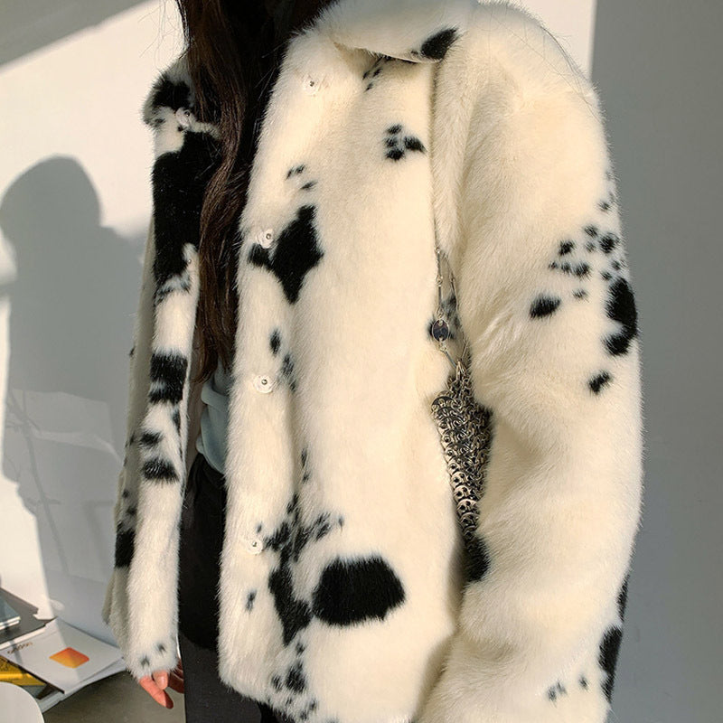 Imitation Mink Fur Coat Women Loose And Thin Furry Warm Long-sleeved Plush Coat