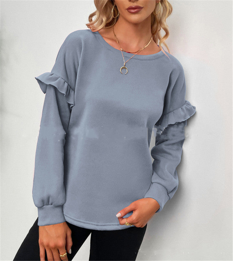 Solid Color Long-Sleeved Round Neck Loose Sweater