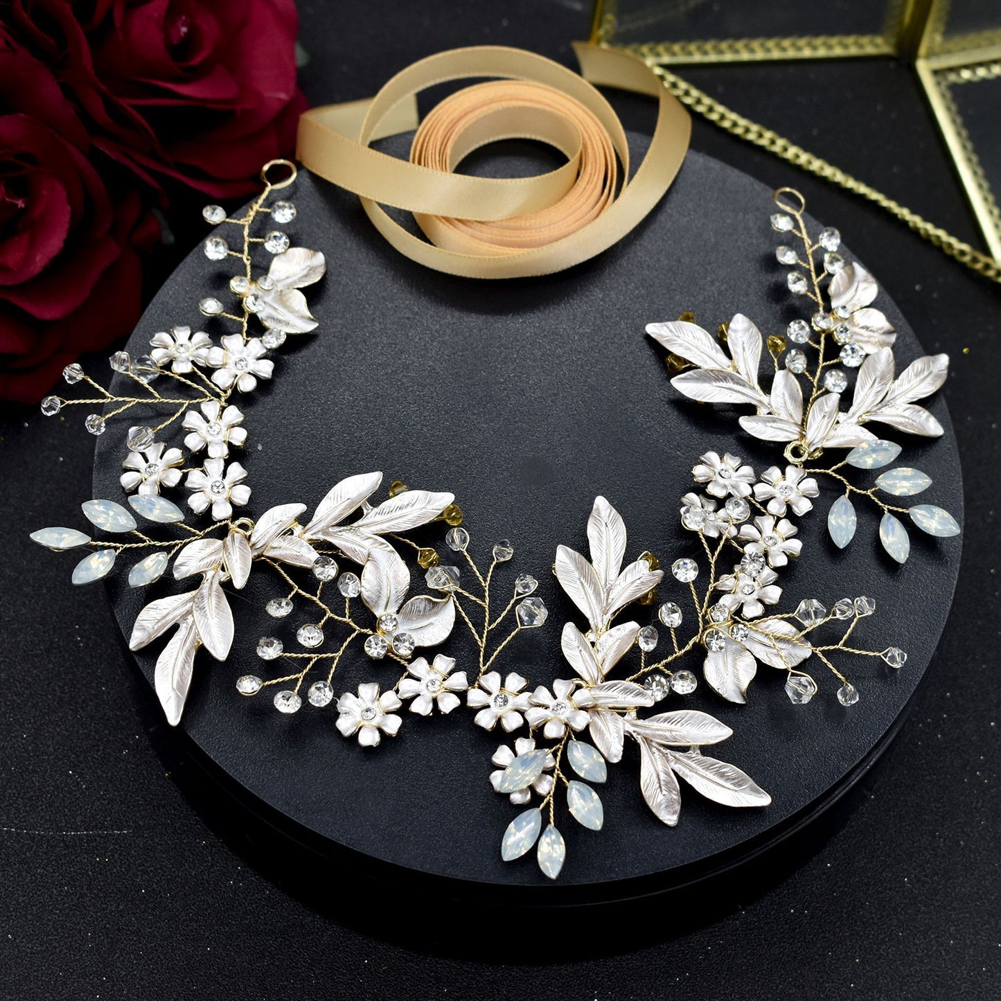 European And American Handmade Flower Rhinestone Alloy Leaf Waist Chain