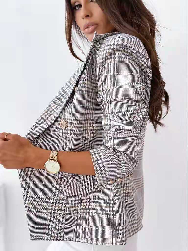 Women's Professional Slim Plaid Suit Jacket