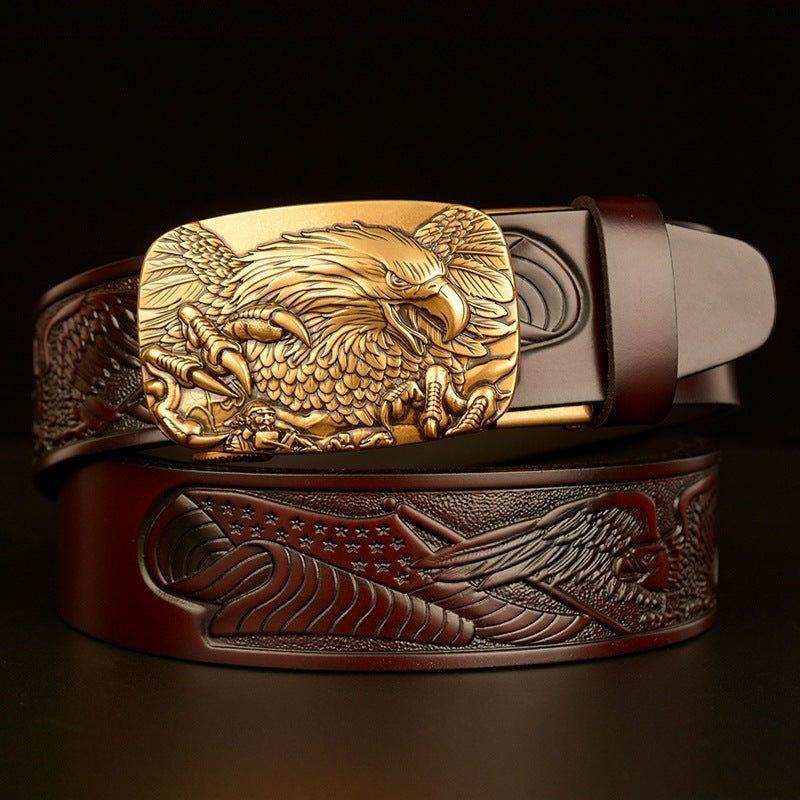 Fashion Temperament Eagle Head Automatic Buckle Men's Belt