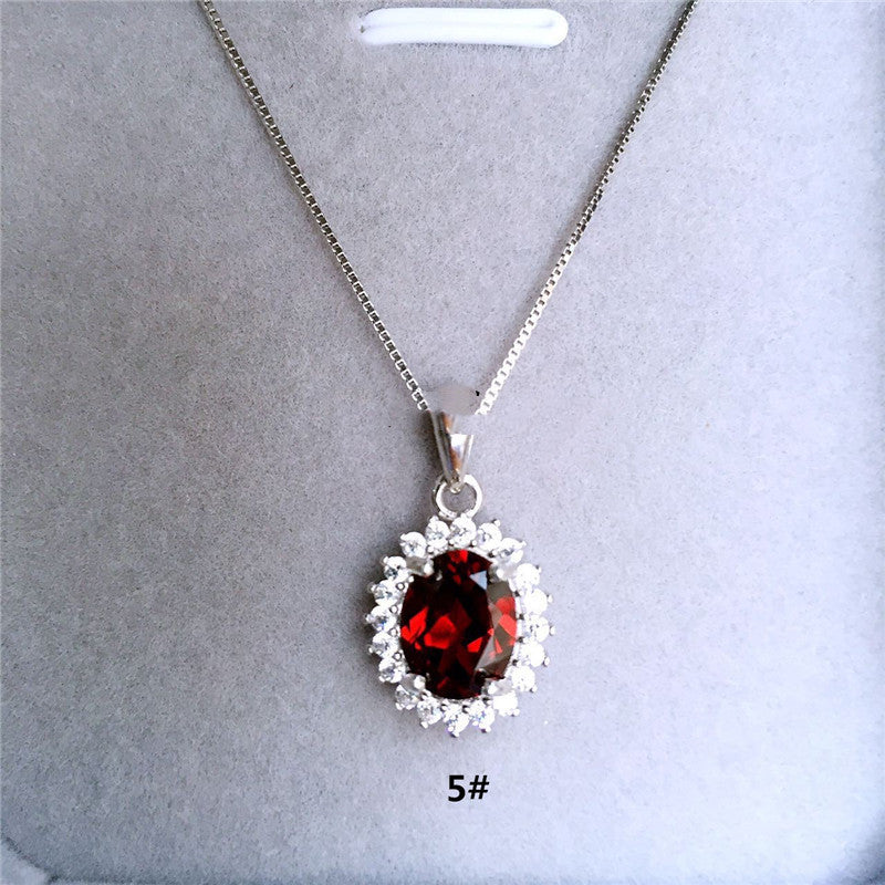 Natural Burgundy Gemstone Mozambique Garnet Pendant Female