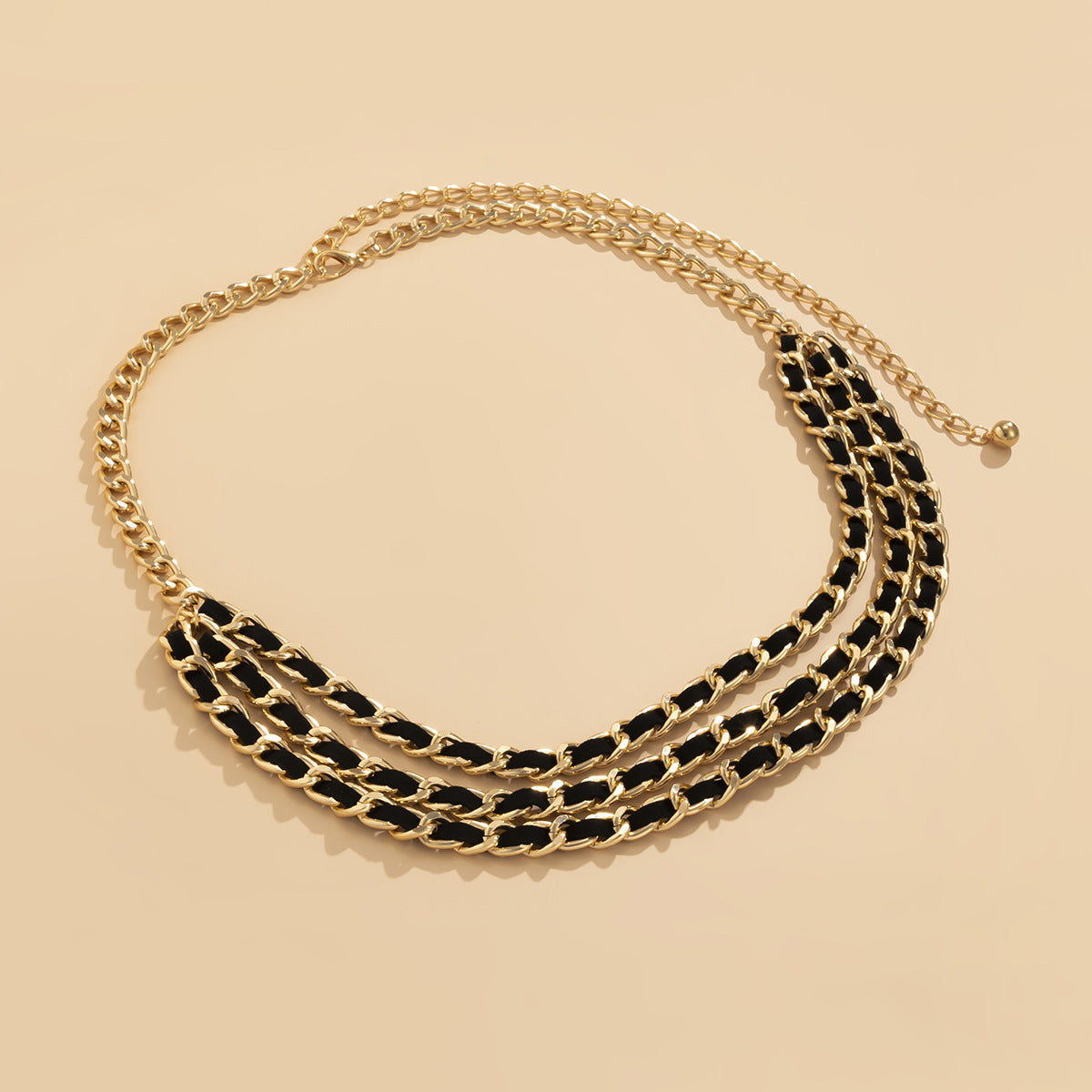 Women's Simple Flocking Fabric Multilayer Waist Chain