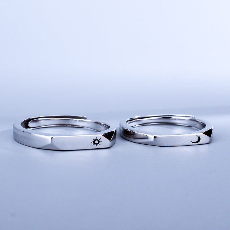 Simple Sterling Silver Light Luxury Male And Female Student Pair Rings