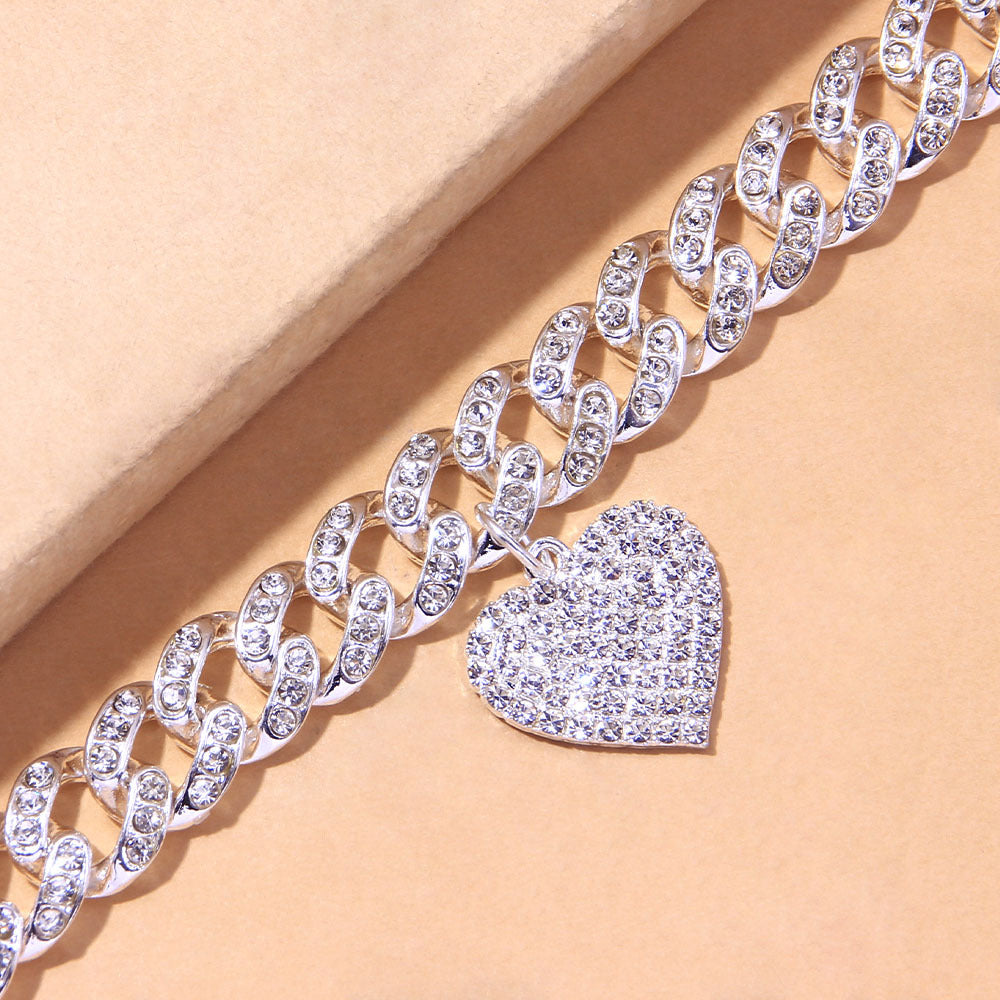 Fashion Jewelry Luxury Full Diamond Heart Pendant Anklet