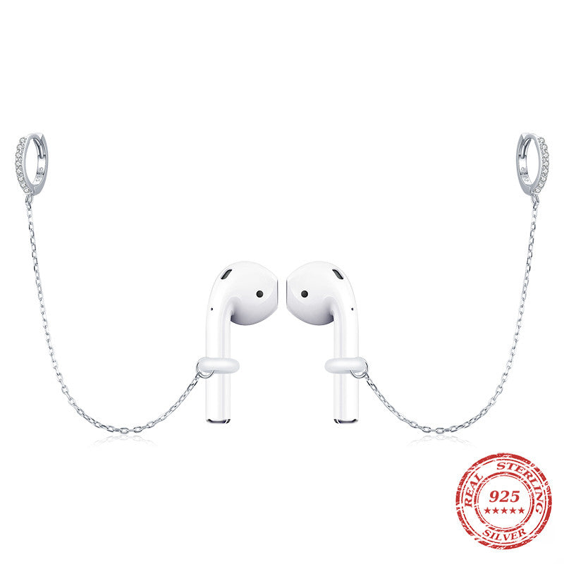 Ins Wind S925 Sterling Silver Earphones Anti-lost Chain Earrings