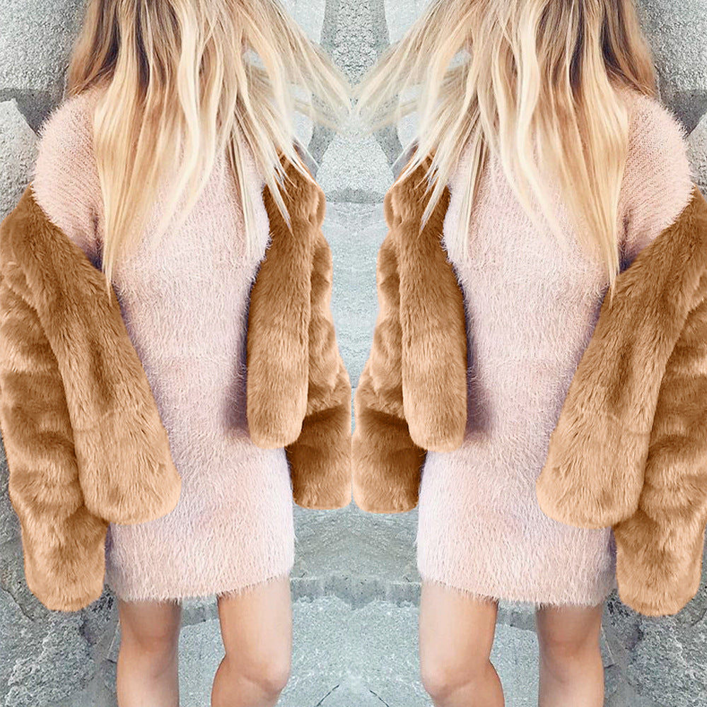 Short Faux Fox Fur Women's Fur Coat