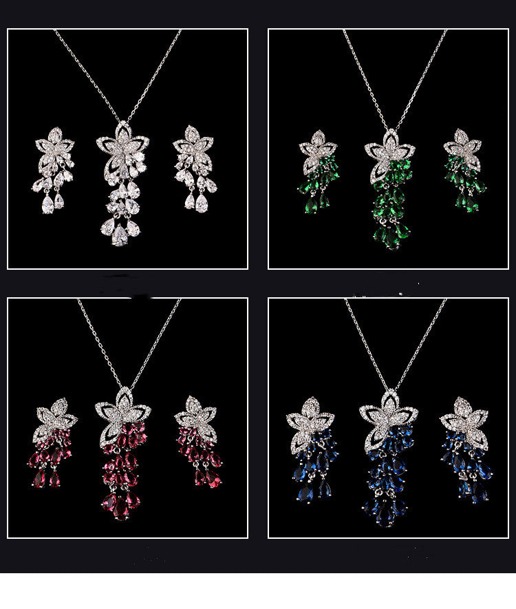 Korean Version Of Zircon Small Flower Water Drop Tassel Hypoallergenic Earrings Earrings Women