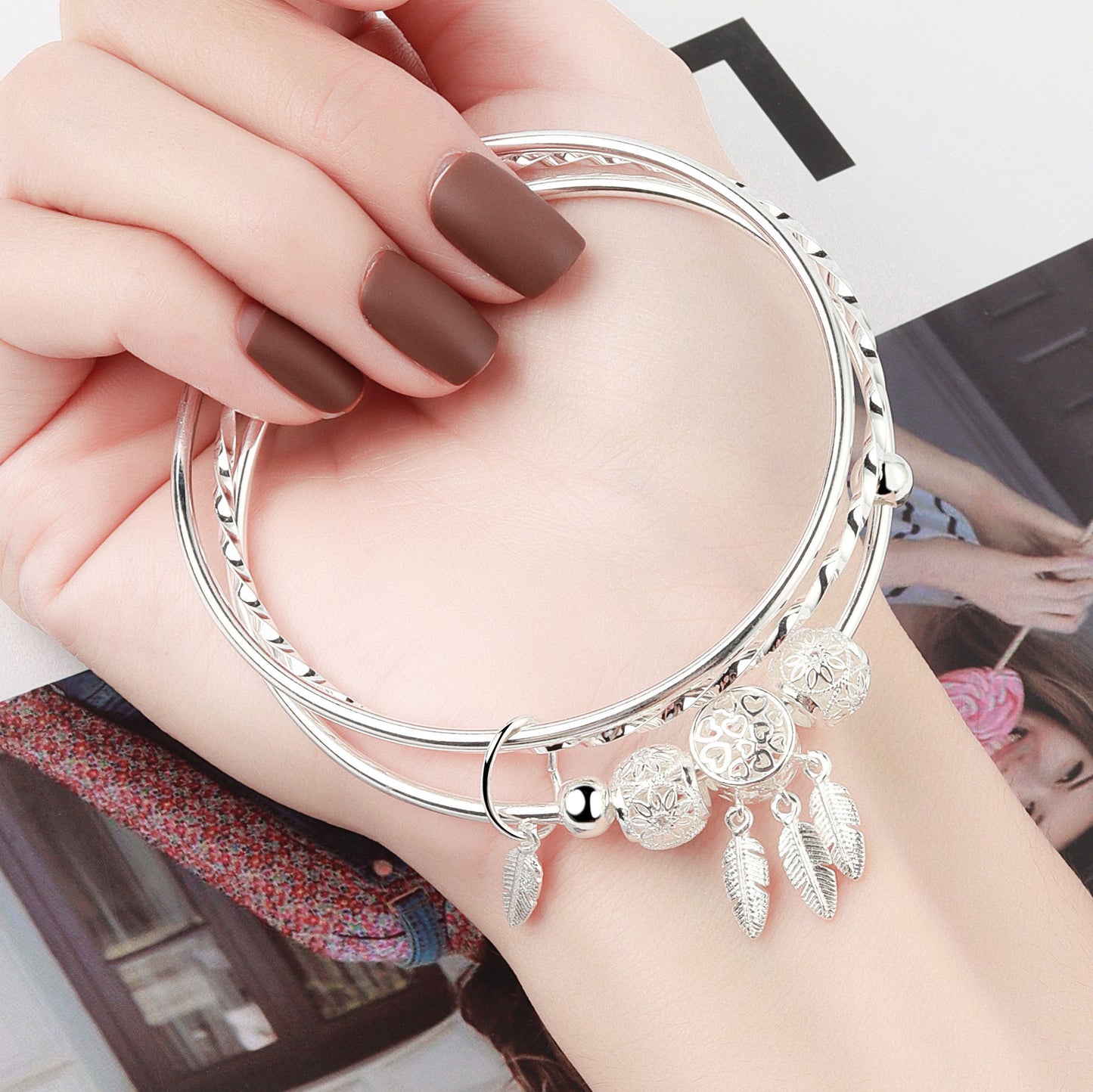 Solid Three Rings Tanabata Valentine Day Bracelet