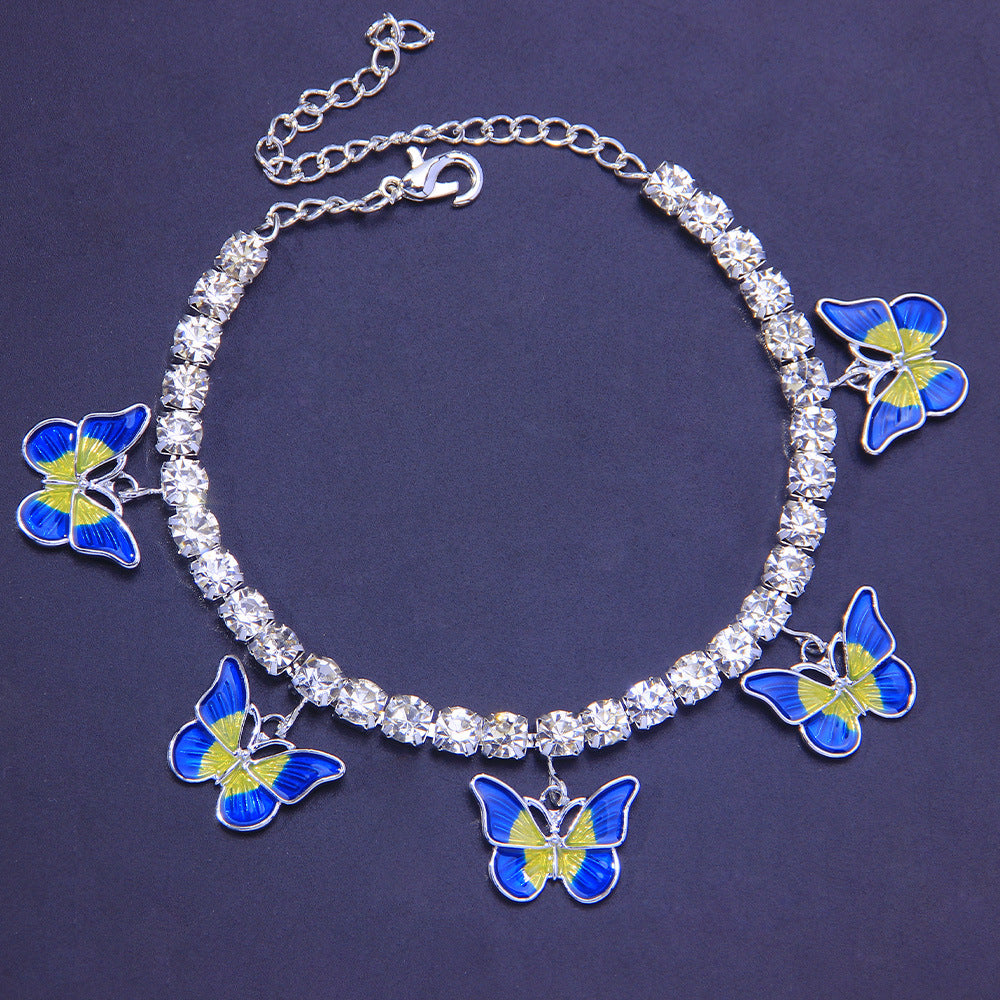 Dreamy Color Butterfly Anklet Drip-painted Beach Footwear