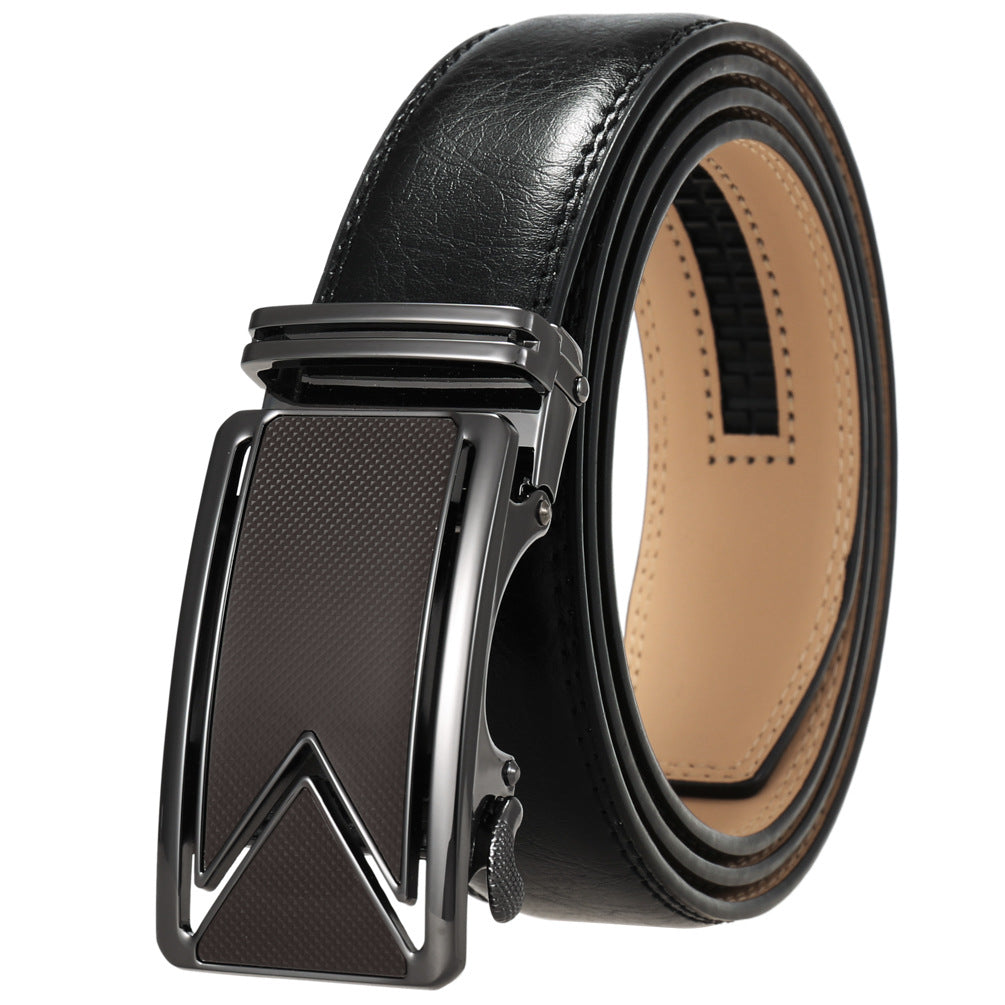 Fashion Men's Two-layer Cowhide Automatic Buckle Trouser Belt