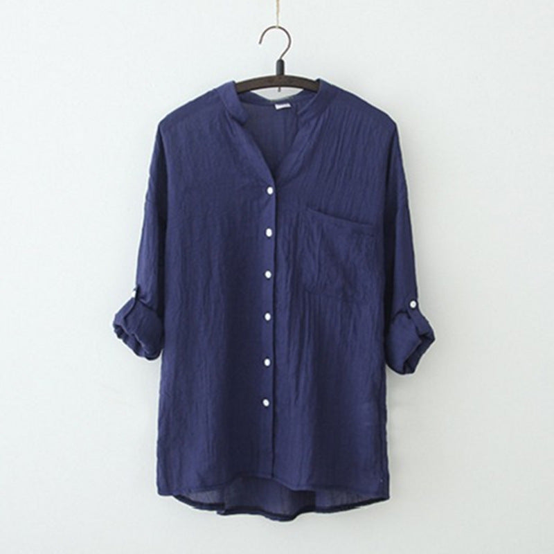 New Women's Cotton and Linen Shirts Women's Long-Sleeved Loose And Thin Sun Protection Clothing