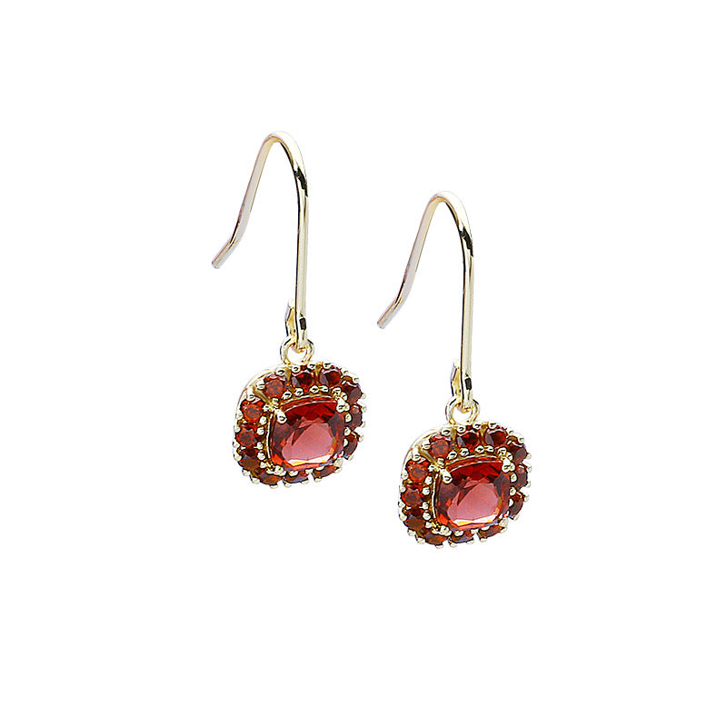 Natural Red Pomegranate Earrings