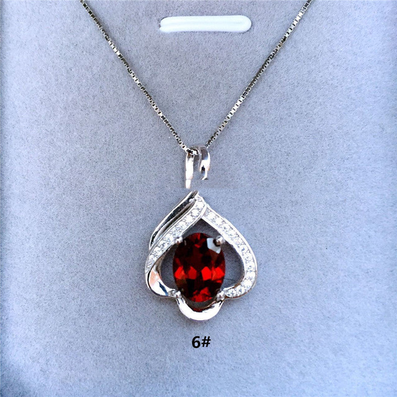 Natural Burgundy Gemstone Mozambique Garnet Pendant Female