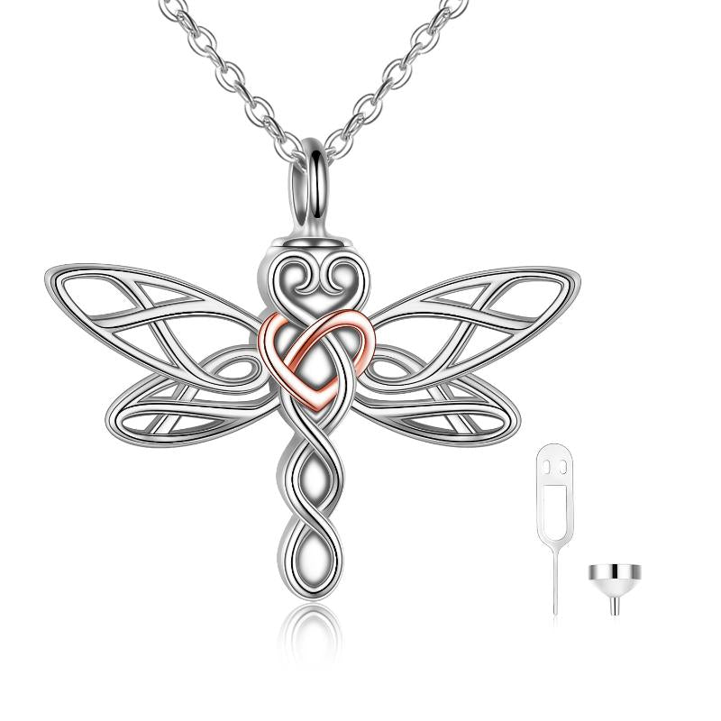 Dargonfly Urn Necklace for Ashes for Women Sterling Silver Dragonfly PendantCremation Necklace Celtic Knot Irish Jewelery