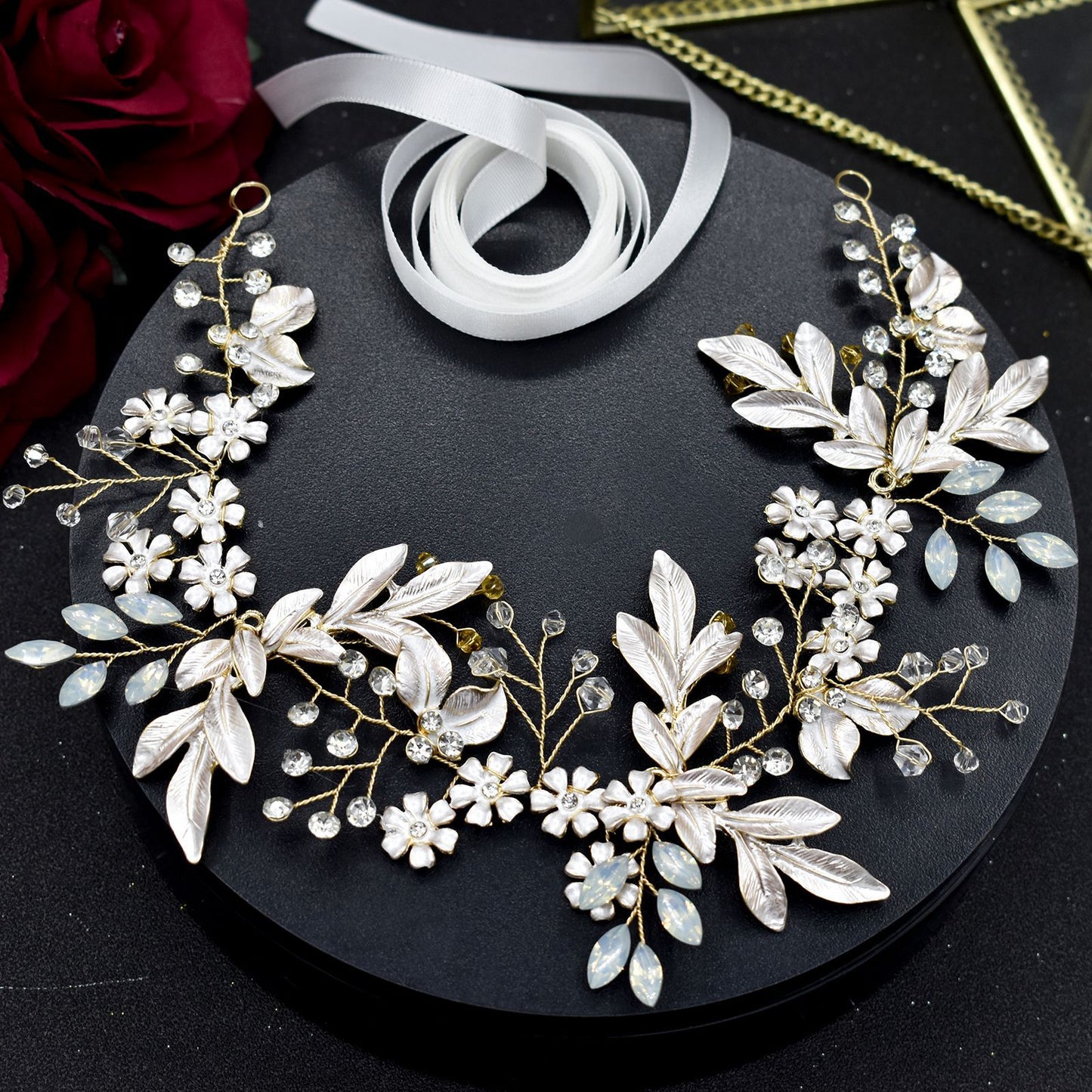 European And American Handmade Flower Rhinestone Alloy Leaf Waist Chain