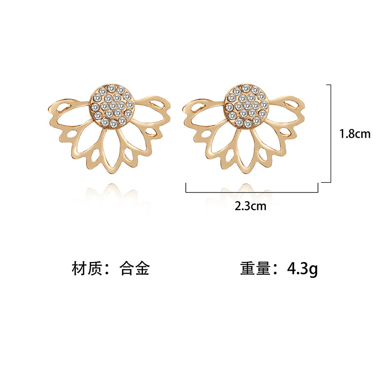 Lotus shaped full diamond earrings