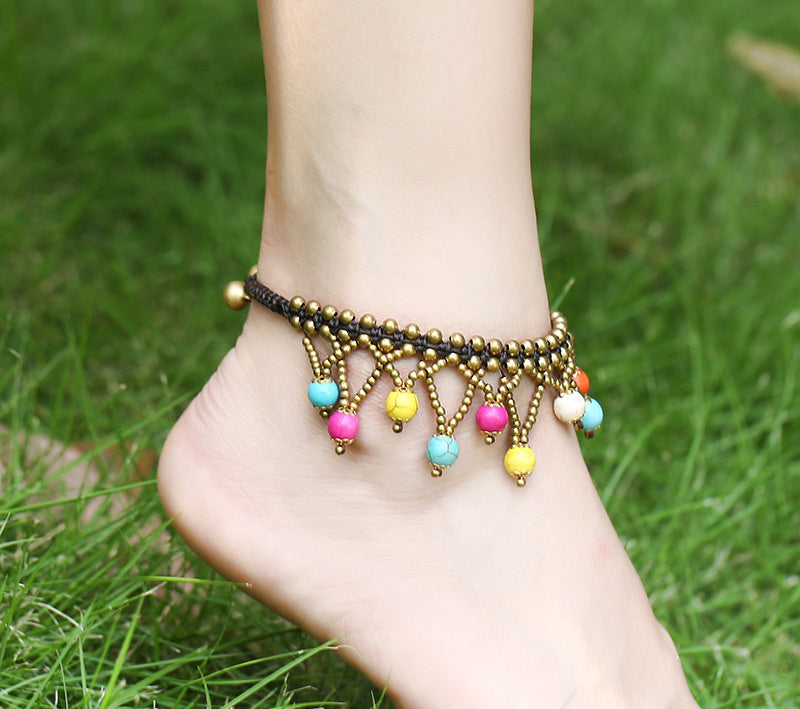 Jiemancheng Jewelry Retro Exaggerated Multi-layer Bead Anklet