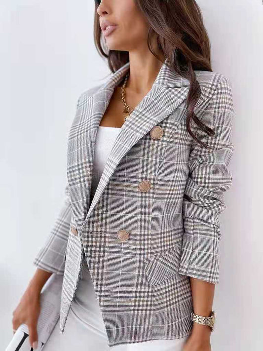 Women's Professional Slim Plaid Suit Jacket