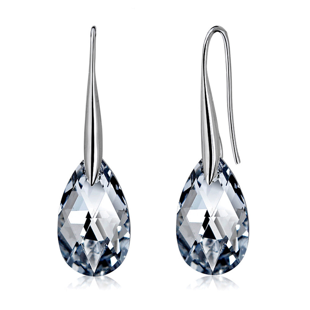 Drop-shaped Austrian Crystal Ear Hook Earrings