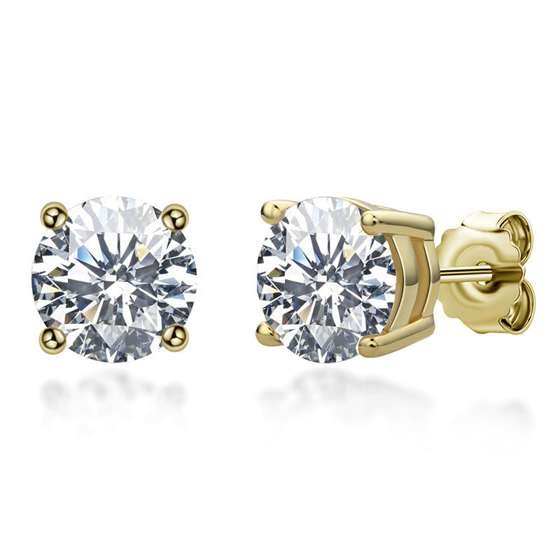 Stud Earrings 925 Sterling Silver 18 Gold Moissanite Stud Earrings