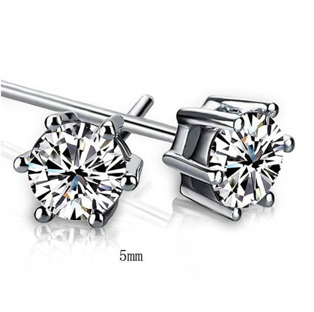 Fashion Six Prong Ear Studs Necklace Ring Three-piece Set
