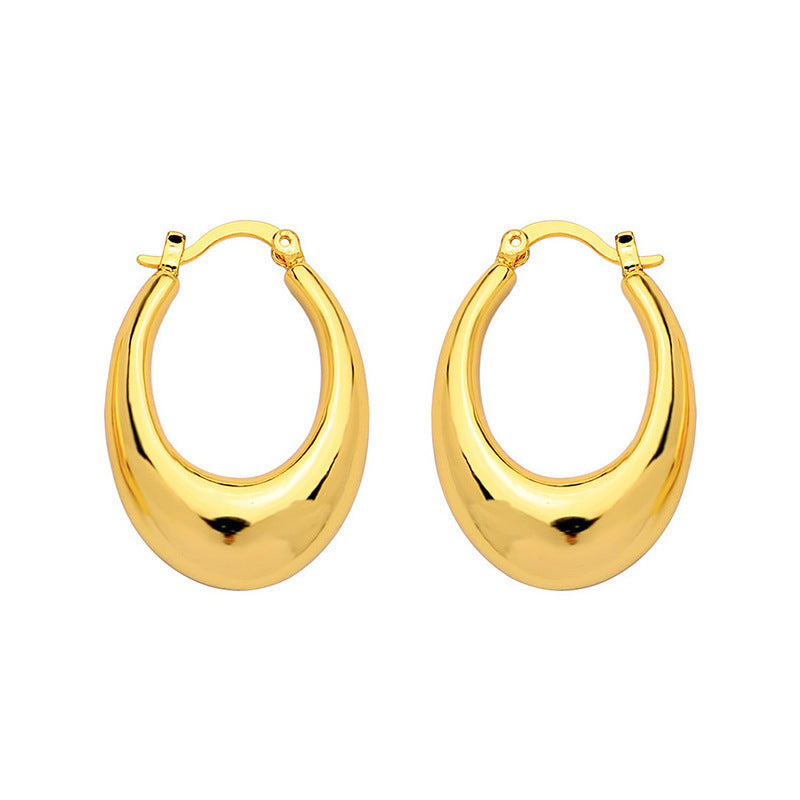 U-shaped Teardrop Earrings With Au750 Coloured Gold Studs