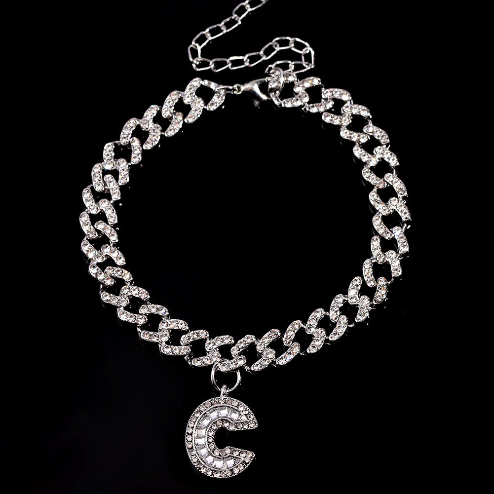 Hip Hop Alphabet Pendant Cuban Chain Anklet