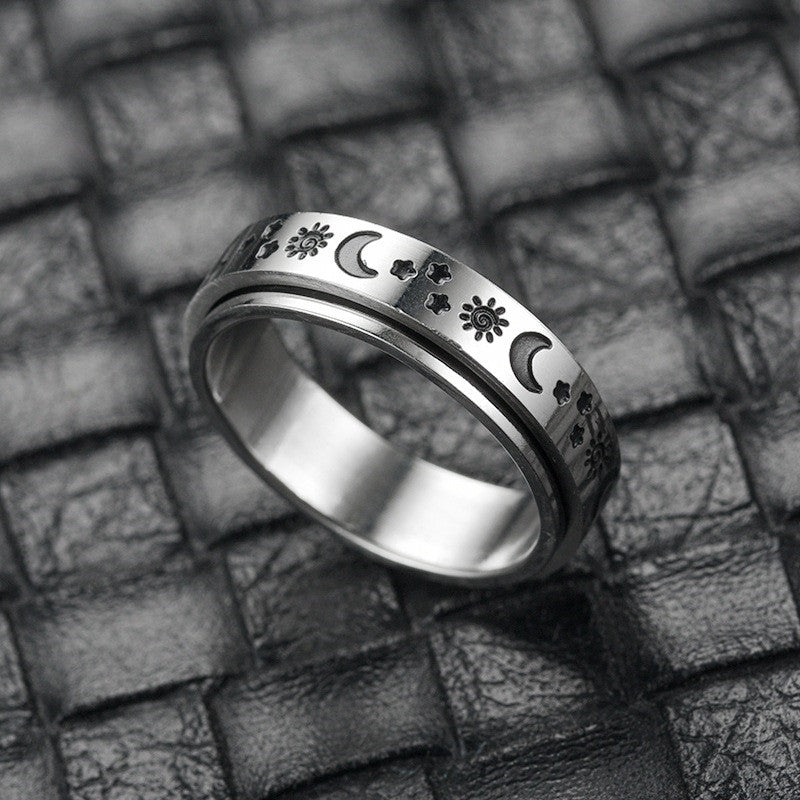 Sun, Moon And Stars European And American Creative Stainless Steel Couple Rings