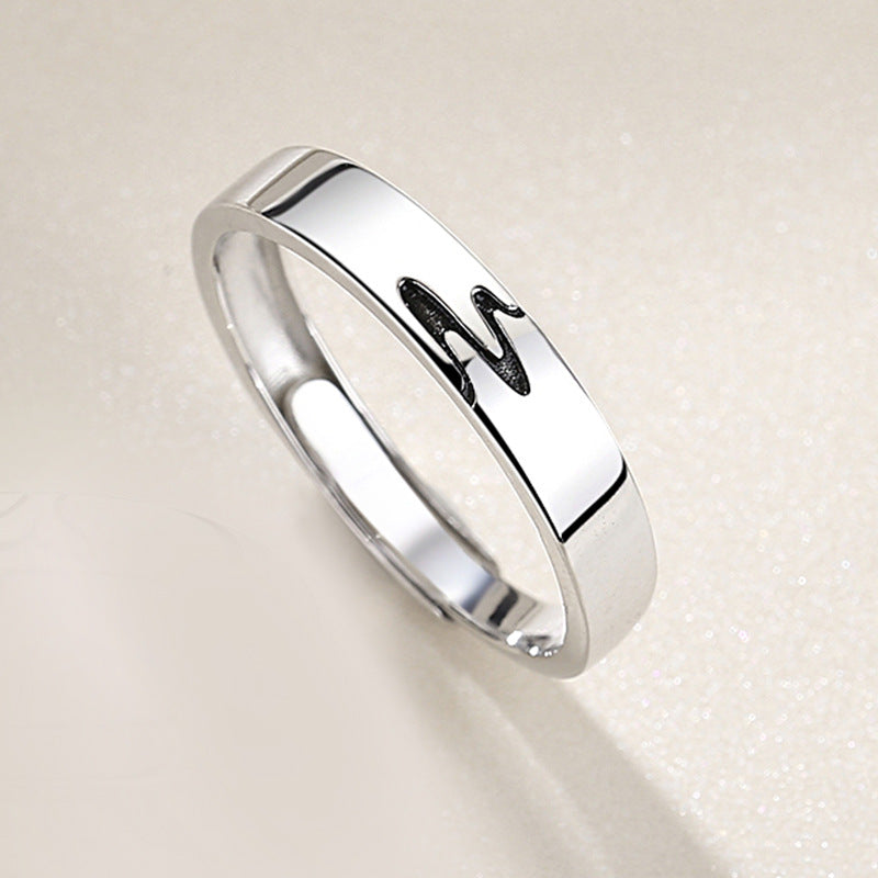 Fish And Water Men's And Women's Pair Of Sterling Silver Couple Rings