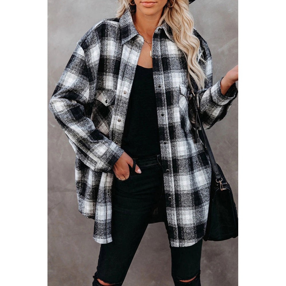 Mid-length Loose-collar Cardigan Shirt