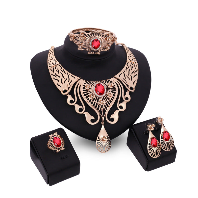 High-end Necklace Earrings Bracelet Ring Set