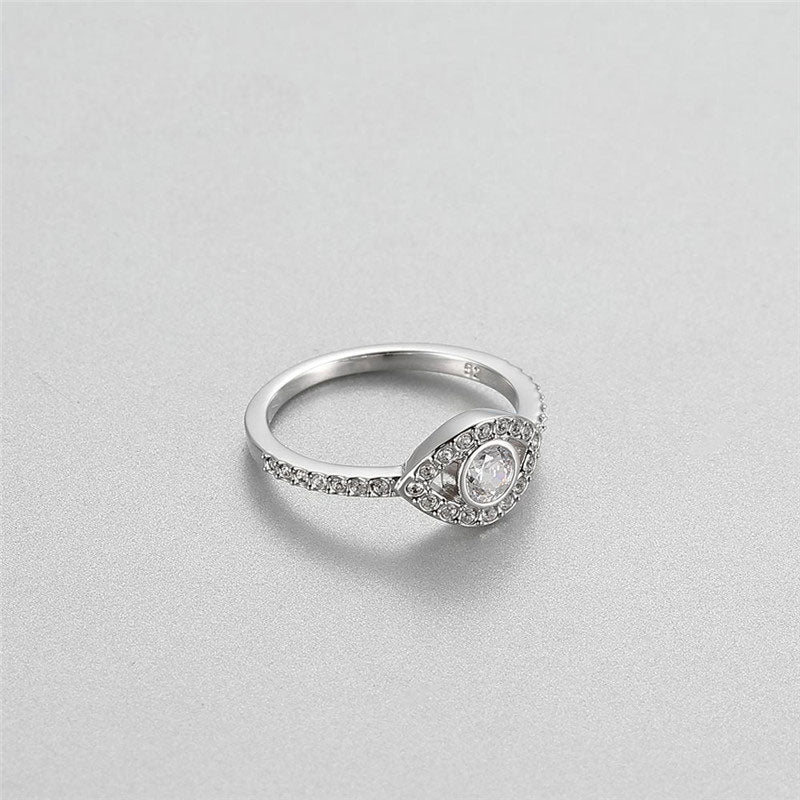 Women's Silver Crystal Eye Ring