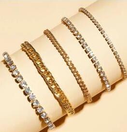 Accessories Creative And Simple Double-layer Diamond-studded Snake Bone Anklet