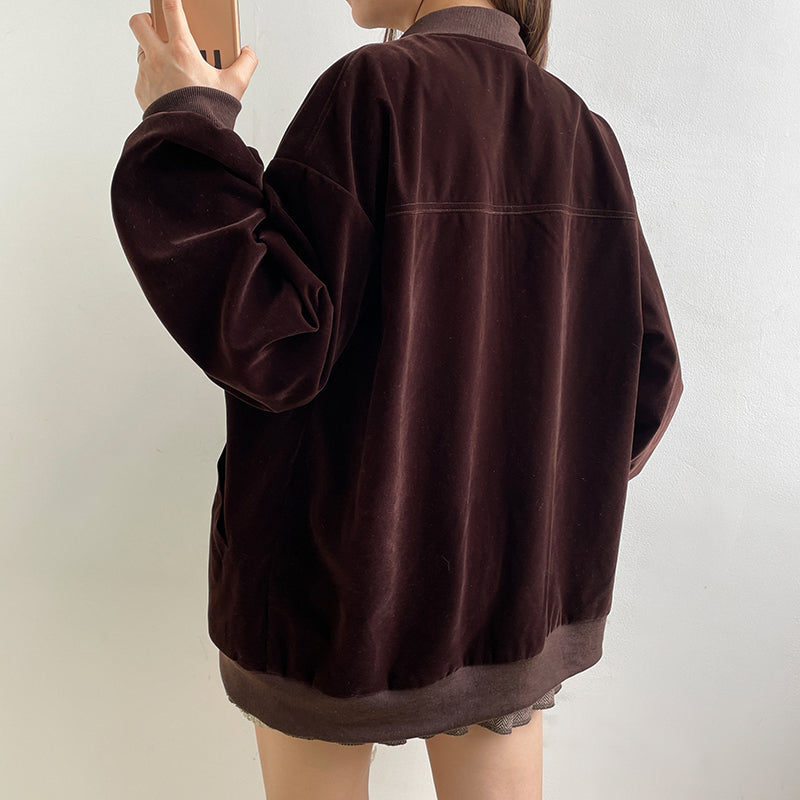 Women's Street Casual All Match Velvet Jacket